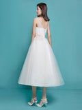 Beading Tea-Length Wedding Dress