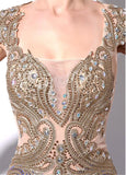 Red Charming Jersey Square Neckline Mermaid Evening Dresses With Rhinestones