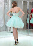 Tulle Sweetheart Neckline Short Length Homecoming Dresses With Beaded Lace Appliques