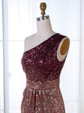 Ombre Sequined Sheath One Shoulder Short Homecoming Dress