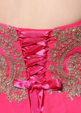 Delicate Chiffon Sweetheart Neckline Natural Waistline A-line Prom Dresses With Hot Fix