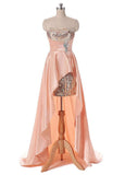 Modest Stretch Satin Sweetheart Neckline Hi-lo A-line Homecoming Dresses With Beading