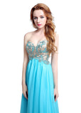Chic Tulle & chiffon Sweetheart Neckline Full-length A-line Neckline Prom Dresses With Beadings