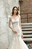 Trumpet Lace See Through Sleeveless Mermaid Wedding Dress