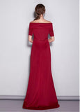 Elegant Off-the-shoulder Red A-line Evening Dress