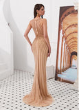 Beading Tulle & Spandex Jewel Floor-length Mermaid Evening Dress