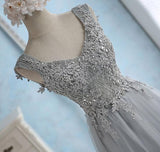 Gray Sweetheart Lace Tulle Long Prom Dress