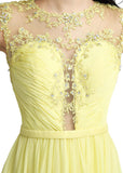 Yellow Backless Prom Dress