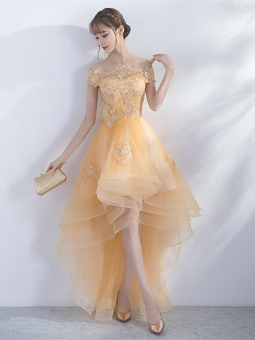 A-Line Off-the-Shoulder Appliques Beading Bowknot Homecoming Dress