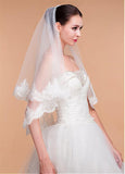 Beautiful Tulle Ivory Wedding Veil With Lace Appliques
