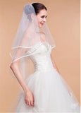 Elegant Tulle Ivory Wedding Veil With Ribbon Edge