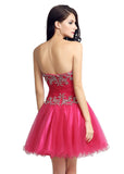 Pretty Tulle Sweetheart Neckline Short Length A-Line Homecoming Dresses With Beadings