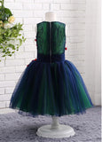 Special Tulle & Lace V-neck Neckline Ball Gown Flower Girl Dresses With Handmade Flowers
