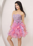 Attractive Organza Sweetheart Neckline Short Ball Gown Homecoming Dresses With Beadings