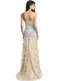 Brilliant Tulle Sweetheart Neckline Floor-length A-line Evening Dresses With Slit