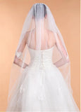 Beautiful Tulle Wedding Veil With Lace Appliques & Pearls