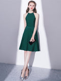 Green Halter Knee-Length Homecoming Dress