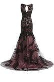 Illusion-neck Mermaid Evening Pageant Dress