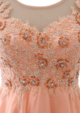 Fabulous Chiffon Scoop Neckline Knee-length A-line Homecoming Dresses With Beaded Lace Appliques