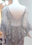 Attractive Tulle Bateau Silver Mermaid Evening Dress