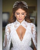 Beads Appliques A-line Lace Cape Straps V-neck Wedding Dress