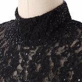Black Lace High Neck Sheath Column Prom Dress