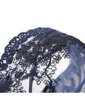 Navy Blue Lace and Tulle V-Neck Mermaid Evening Dress