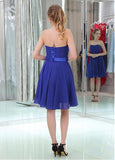 Modern Chiffon Strapless Neckline Short Length A-line Cocktail Dresses With Belt