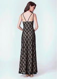 Lace Spaghetti Straps Lace A-line Evening Dress With Beadings