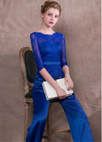 Jumpsuit Acetate Royal Satin & Lace Jewel Evening Dress