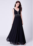 Composite Silk Chiffon V-neck Rhinestones Prom Dress