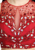 Stunning Lycra & Tulle Jewel Neckline Two-piece Sheath Prom Dresses With Beadings