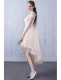 Off The Shoulder Lace High Low Champagne Wedding Reception Dress