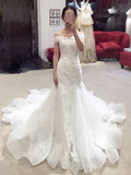 Off the Shoulder Appliques Mermaid Wedding Dress