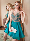 Silk-like Chiffon Spaghetti Straps Short A-line Homecoming Dress