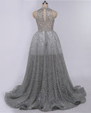 Gold High Neck Mermaid Sequin Prom Dress