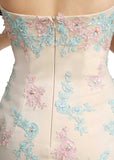 Glamorous Tulle Strapless Neckline Natural Waistline Mermaid Prom Dresses With Lace Appliques
