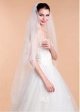 Beautiful Tulle Wedding Veil With Lace Appliques & Pearls