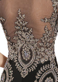 Marvelous Jersey Scoop Neckline Mermaid Evening Dresses With Lace Appliques & Rhinestones