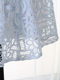 Spaghetti Straps Short Light Blue Lace Homecoming Dress