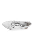 Elegant Satin Upper Closed Toe Stiletto Heels Wedding/ Bridal Shoes With Lace