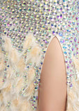 Brilliant Tulle Sweetheart Neckline Floor-length A-line Evening Dresses With Slit