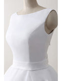 Beach Open Bow Back Knee Length Simple Wedding Dress