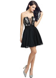Exquisite Chiffon & Lace Sweetheart Neckline See-through Short-length A-line Cocktail Dresses