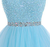 Burgundy Short Tulle Beading Homecoming Dress Prom Gown