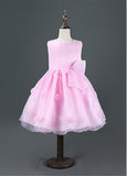 Lovely Organza Jewel Neckline Ball Gown Flower Girl Dresses With Handmade Flowers
