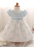 Amazing Satin & Lace Jewel Neckline Ball Gown Flower Girl Dresses With Rhinestones