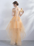 A-Line Off-the-Shoulder Appliques Beading Bowknot Homecoming Dress