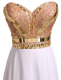 White A Line Chiffon Beaded Prom Dress