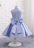 Modern Organza & Satin High Collar Neckline Ball Gown Flower Girl Dresses With Bowknot & Beadings
